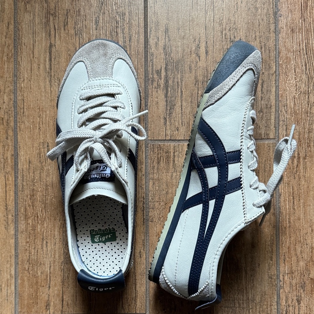 Onitsuka Tiger Mexico 66 by Asics Men's Cream and Navy Sneakers